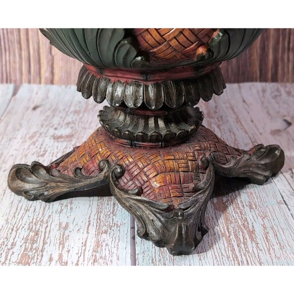 Rare  Exotic Artisan Ornate Footed Fruit Bowl  Pottery Centerpiece Heavy 4.4 lbs - Picture 16 of 17